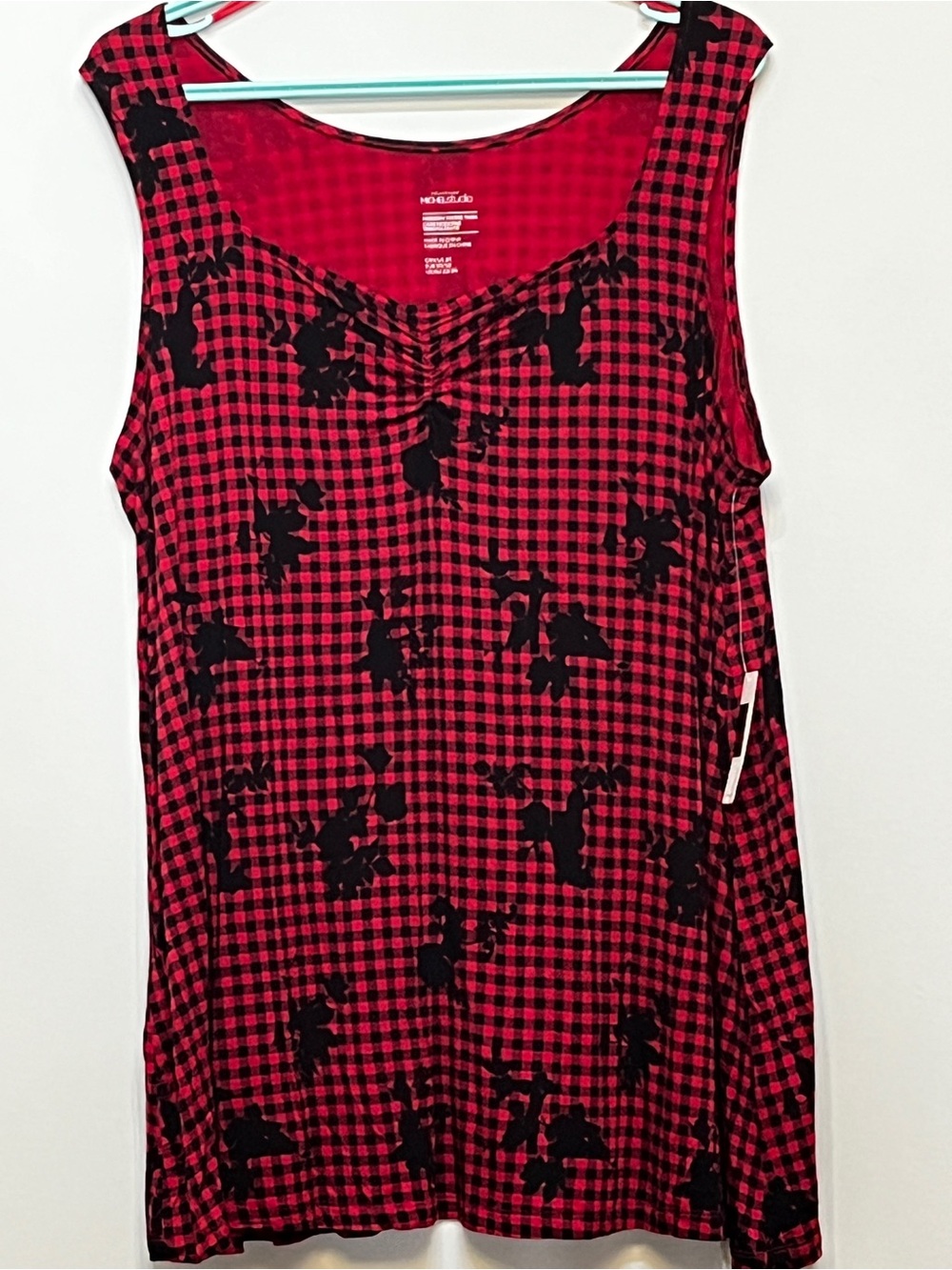 Michel Studio Red and Black Printed Sleeveless Tank
